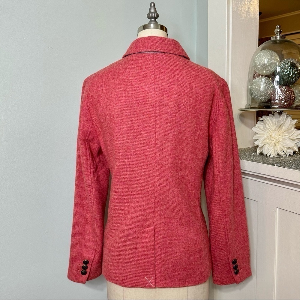 Talbots Classic Shetland Blazer Jacket Twill Pink Coral Herringbone 12 NWT - Picture 7 of 12